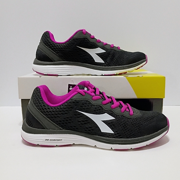 Diadora Shoes - Diadora Swan Black Violet Bouquet Women's Casual Running Shoes